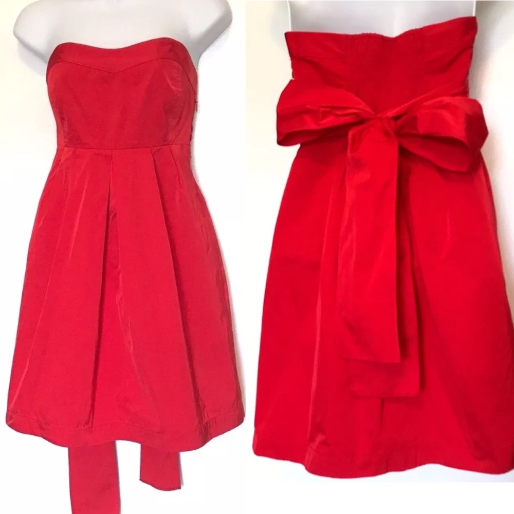 Theory Red Strapless Dress